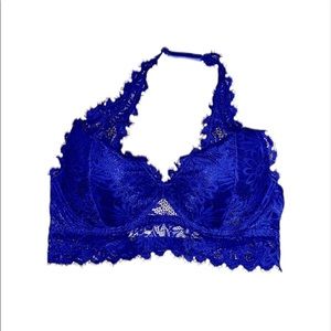 New Victoria’s Secret Pink: Small Dark Blue Floral Lace Bralette Lingerie